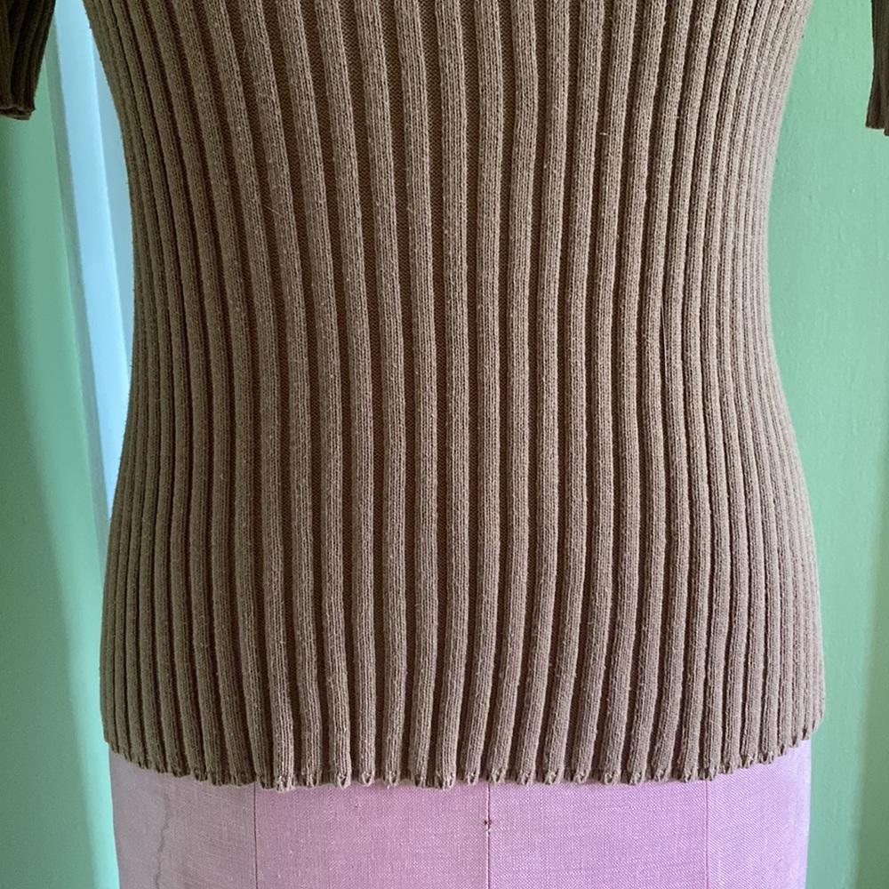 Y2K Tan Ribbed Top - Picture 3 of 6